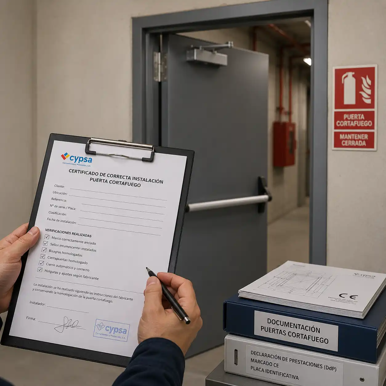 Certificado de correcta instalación de Puertas cortafuegos homologadas en Madrid