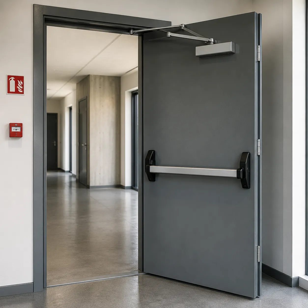 Herrajes y automatismos en puertas cortafuegos
