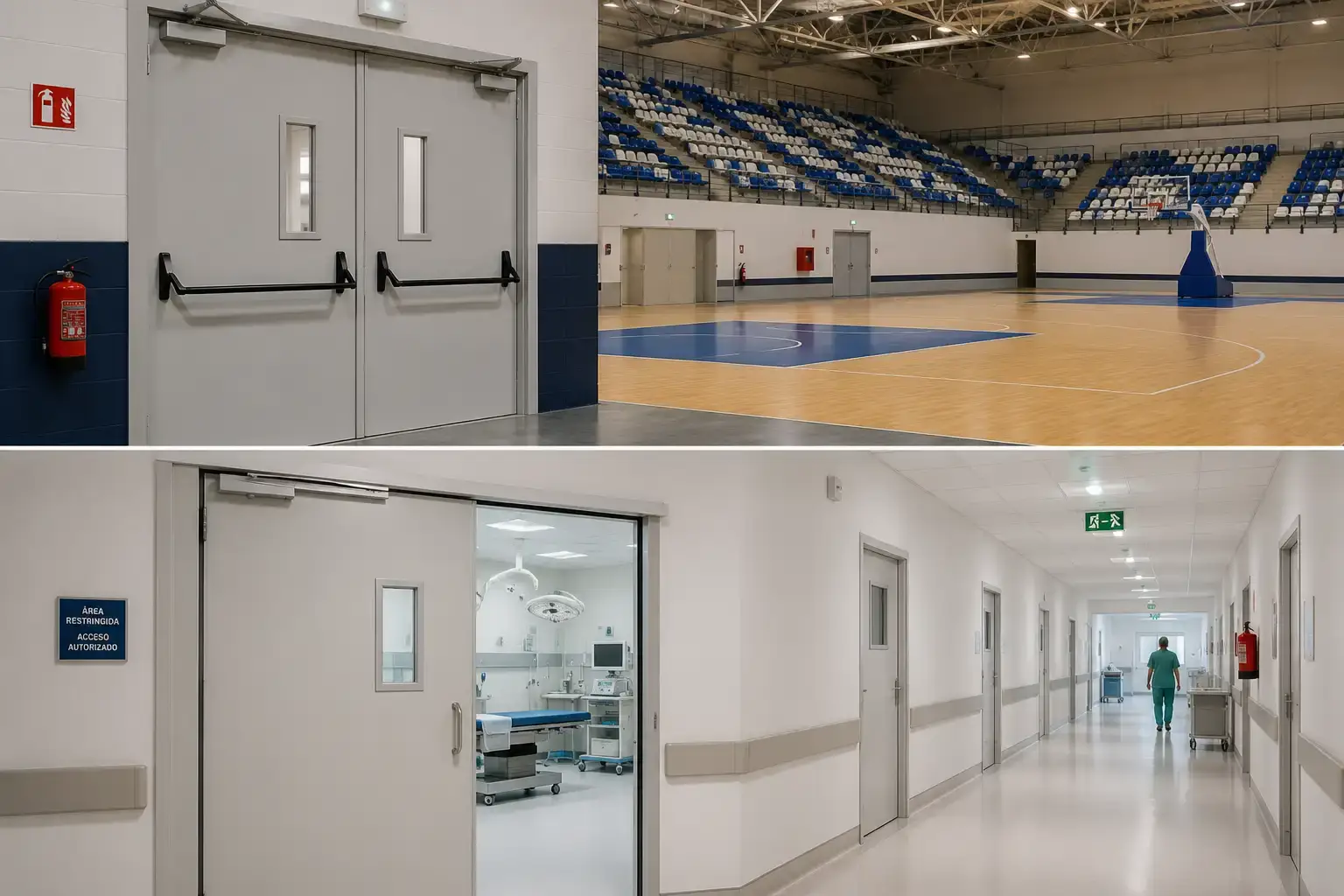Puertas cortafuegos homologada para Centros Deportivos y Hospitales