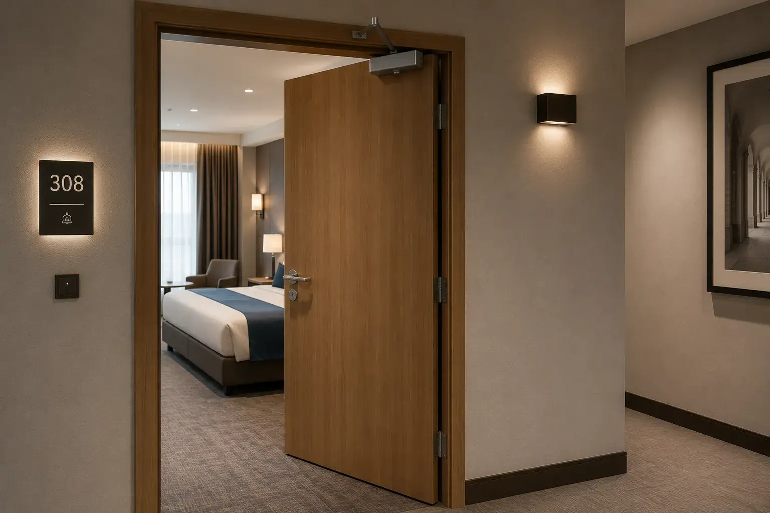 Puertas cortafuegos de madera para hoteles