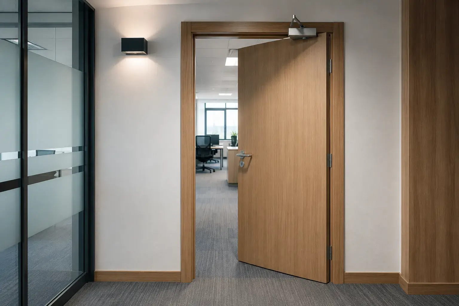 Puertas cortafuegos de madera para oficinas
