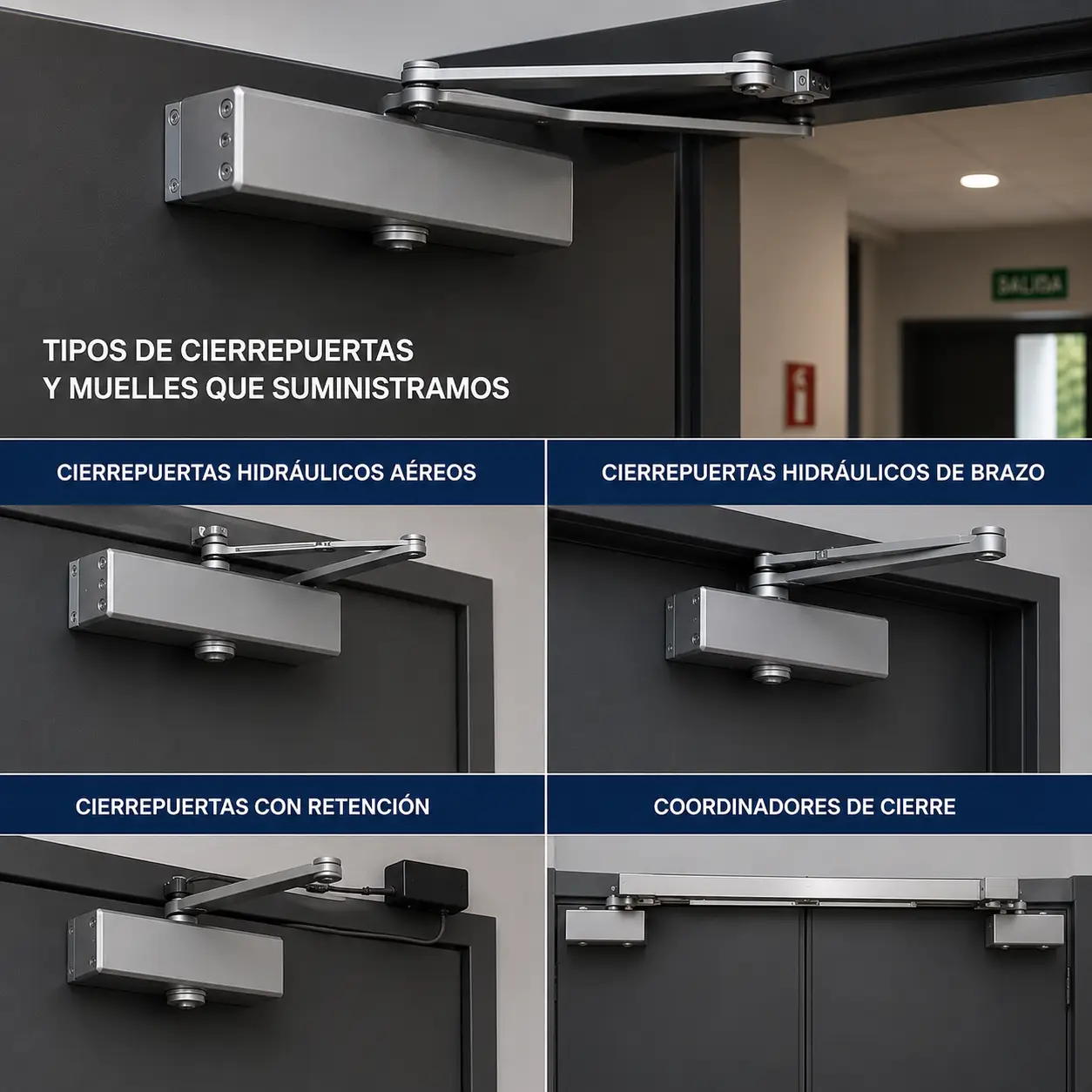 Tipos de cierrapuertas y muelles CYPSA